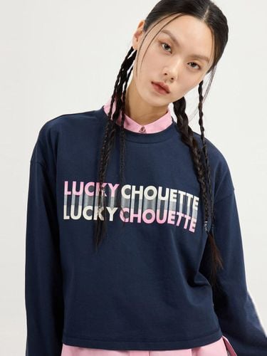 Printed Cotton Long-sleeved Cropped T-shirt [Dark ] (LFTAS25170NYD) - LUCKY CHOUETTE - Modalova