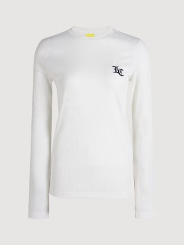 Embroidered Ribbed Long-sleeve T-shirt [Ivory] (LFTAM25160IVX) - LUCKY CHOUETTE - Modalova