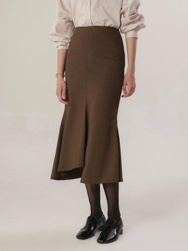 Wool Blend Mermaid Side Slit Skirt [Brown] - MOMET - Modalova