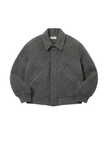 Padded Wool Relaxed Fit Varsity Jacket [Charcoal] - SENTIBONES - Modalova