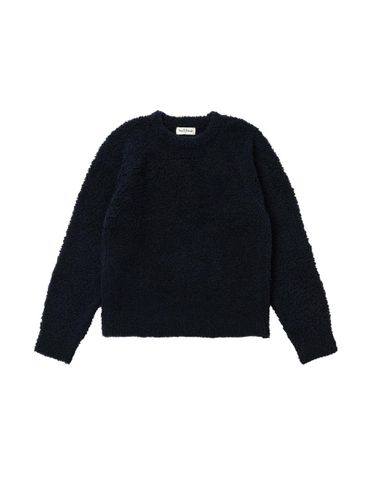 Wool Boucle Textured Relaxed Sweater [Navy] - SENTIBONES - Modalova