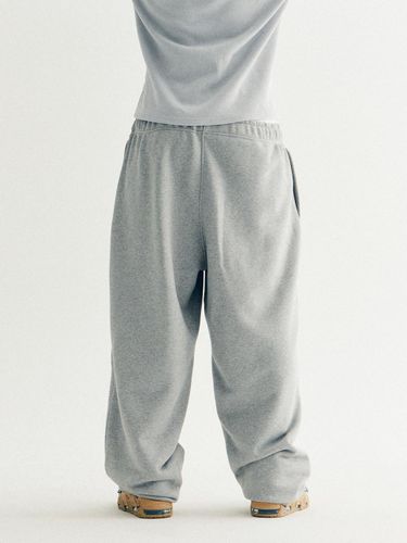 Oversized Soft Cotton Sweat Pants [Melange Grey] - GOZER - Modalova