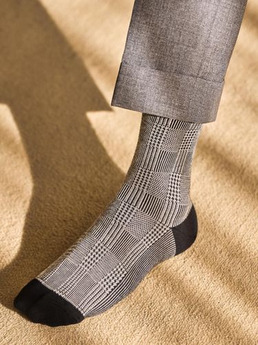 Glen Check Mixed Pattern Premium Cotton Dress Socks (HM-92-HA) - Abiruz - Modalova