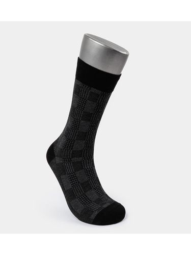 Glen Check Mixed Pattern Cotton Dress Socks [Black] (HM-92-HA) - Abiruz - Modalova