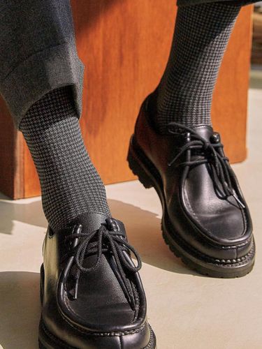 Cotton Blend Houndstooth Pattern Dress Socks [Grey] (HM-17-TE) - Abiruz - Modalova