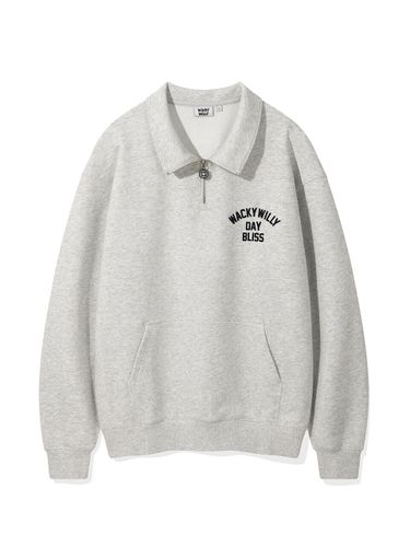 Signature Typography Semi-Overfit Half-Zip Sweatshirt [Light Grey] - Wacky Willy - Modalova