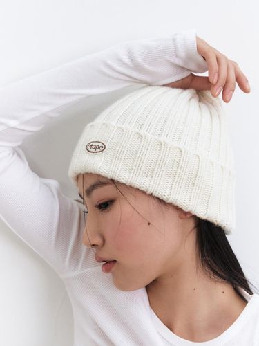 Logo Patch Wool Blend Knit Beanie - etape - Modalova