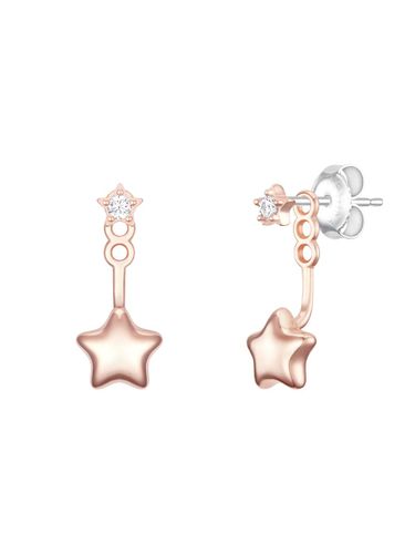 Star Connected Silver Plated Earrings (JJLJEQ5B1300SR000) - J.ESTINA - Modalova