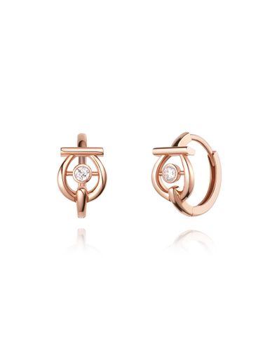 K Rose Gold Cubic Zirconia Lucky U Earrings (SA25A10T) - STONEHENgE - Modalova