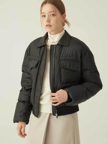 Down Lambskin Contrast Short Padded Jacket (KSPD240802) - LOR SEOUL - Modalova