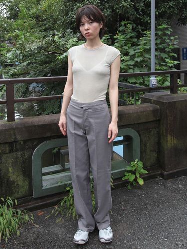 Glen Check Straight Stretch Pants [Grey] - nuuanu - Modalova