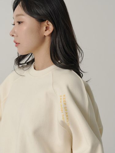 Cotton Fleece Raglan Standard Sweatshirt [Cream] - SORRY TOO MUCH LOVE - Modalova