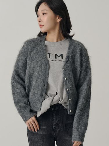 London Dust Wool Jewel Button Cardigan [Gray] - SORRY TOO MUCH LOVE - Modalova