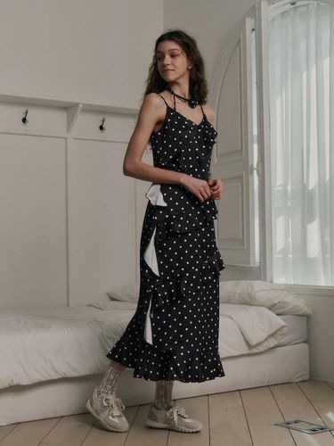 Polka Dot Layered Sling Dress - DUNDROP - Modalova