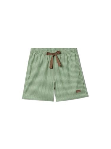 Cotton Striped Relaxed Fit Pajama Shorts [GREEN] - HYGGE UNDERWEAR - Modalova