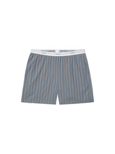 Cotton Yarn-Dyed Striped Pajama Shorts [Grey Blue] - HYGGE UNDERWEAR - Modalova