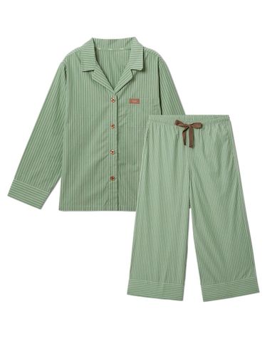 Seasonless Wide Fit Cotton Pajama Set [GREEN] - HYGGE UNDERWEAR - Modalova