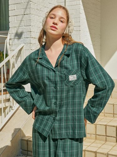 Seasonless Cotton Wide Leg Pajama Set [Dark Green] - HYGGE UNDERWEAR - Modalova