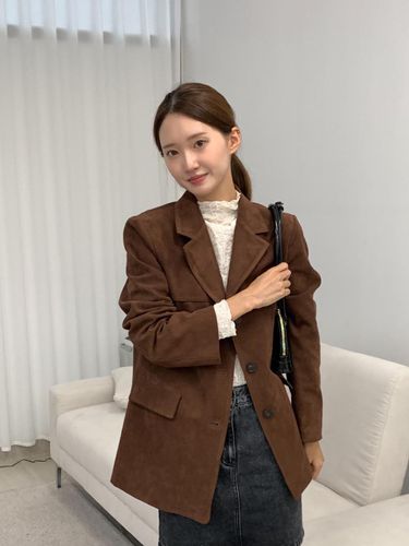 Eco Suede Tailored Oversized Jacket [BROWN] (ITP2LJK400) - itMICHAA - Modalova