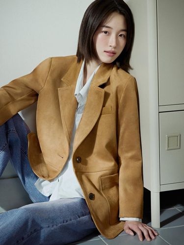 Suede Tailored Overfit Jacket [Camel] - MIND BRIDGE women - Modalova