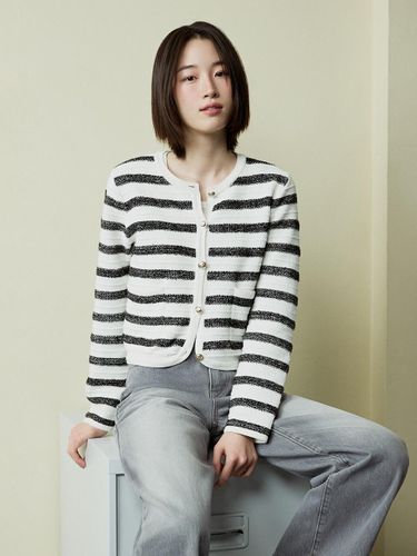 Striped Cotton-Touch Boucle Cardigan - MIND BRIDGE women - Modalova