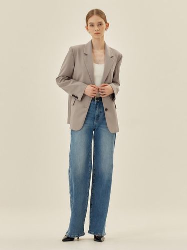 Wide Fit Cotton Stretch Denim Pants - MIND BRIDGE women - Modalova