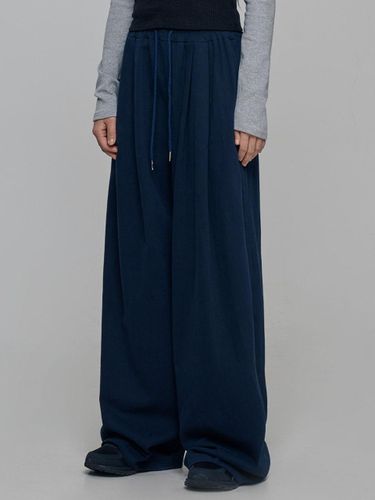 Double-Pleated Wide-Leg Sophisticated Pants [Navy] - chicks - Modalova