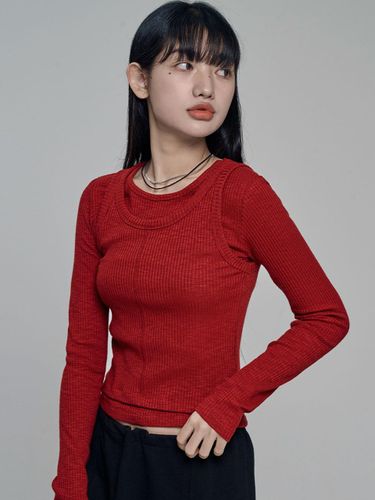 Long Sleeve Premium T-shirt [RED] - chicks - Modalova