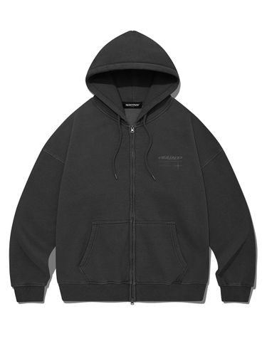 Circle Pigment Overfit Hooded Zip Up Jacket [Black] - SAINTPAIN - Modalova