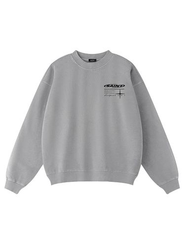 Circle Print Oversized Pigment Washed Sweatshirt [Grey] - SAINTPAIN - Modalova