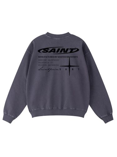 Circle Print Oversized Cotton Sweatshirt [Purple] - SAINTPAIN - Modalova