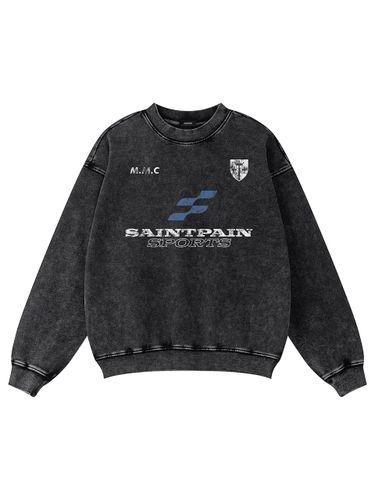 Block Pigment Oversized Cotton Sweatshirt [BLACK] - SAINTPAIN - Modalova