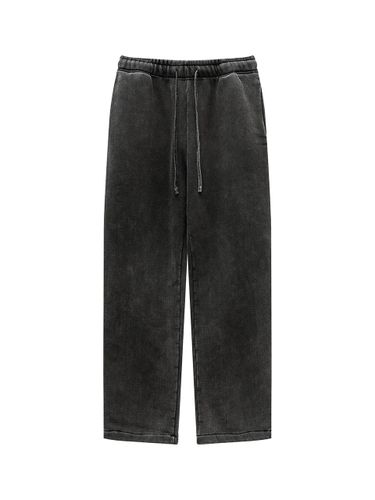 Pigment Washed Wide Leg Sweatpants [BLACK] - SAINTPAIN - Modalova