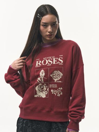 Studded Rose Fleece Lined Sweatshirt [Wine] - fortheweather - Modalova