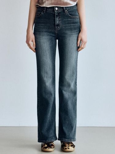 Relaxed Semi Boot Cut Cotton Denim Pants [Dark Blue] - NICK&NICOLE - Modalova