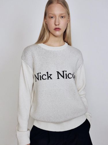 Cashmere Logo Jacquard Pullover [White] - NICK&NICOLE - Modalova