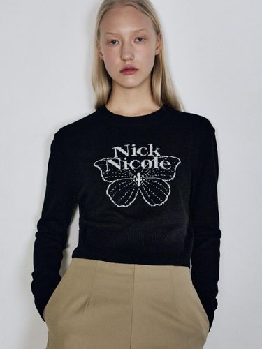 Cashmere Butterfly Signature Cropped Knit [Black] - NICK&NICOLE - Modalova