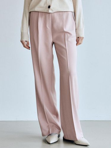 Minimal Straight Line Polyester Slacks [Pink] - NICK&NICOLE - Modalova