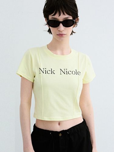 Pintuck Crop Cotton T-shirt [Yellow] - NICK&NICOLE - Modalova