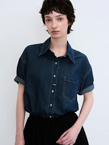 Minimal Classic Half Cotton Denim Shirt [Blue] - NICK&NICOLE - Modalova