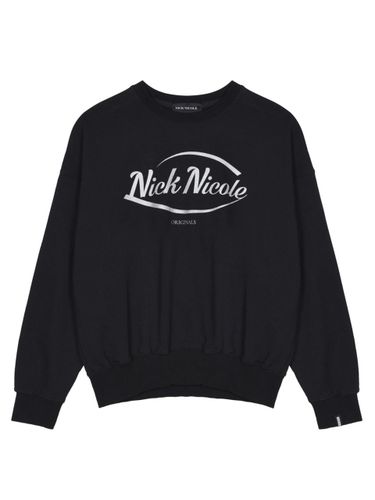 Cotton Polyester Relaxed Fit Sweatshirt [Black Silver] - NICK&NICOLE - Modalova