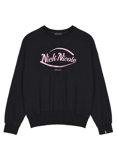 Cotton Polyester Relaxed Fit Sweatshirt [Black Pink] - NICK&NICOLE - Modalova