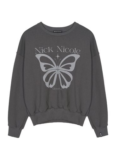 Butterfly Twinkle Cotton Blend Sweatshirt [Charcoal] - NICK&NICOLE - Modalova