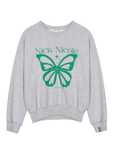 Butterfly Twinkle Cotton Blend Sweatshirt [Gray Green] - NICK&NICOLE - Modalova