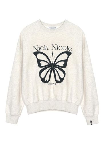 Butterfly Twinkle Cotton Blend Sweatshirt [Light Brown Black] - NICK&NICOLE - Modalova