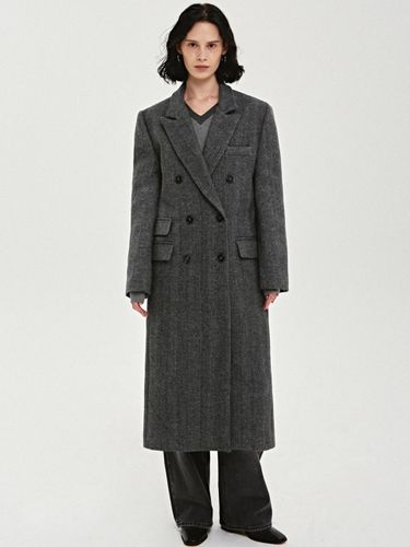 Double Herringbone Tailored Long Coat [Charcoal] - NICK&NICOLE - Modalova