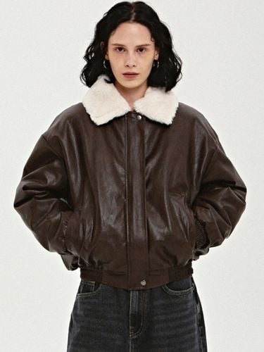 Fur Trimmed Premium Leather Mustang Jacket [Brown] - NICK&NICOLE - Modalova