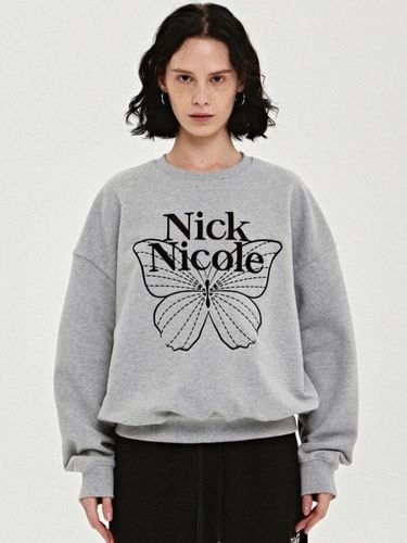 Volume Butterfly Signature Sweatshirt [Gray Black] - NICK&NICOLE - Modalova