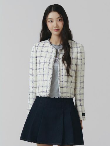 Pocket Point Italian Tweed Collarless Jacket (ITO2WJK760) - itMICHAA - Modalova