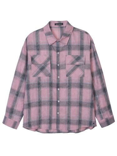 Western Oversized Check Two Pocket Shirt [Pink] - NICK&NICOLE - Modalova